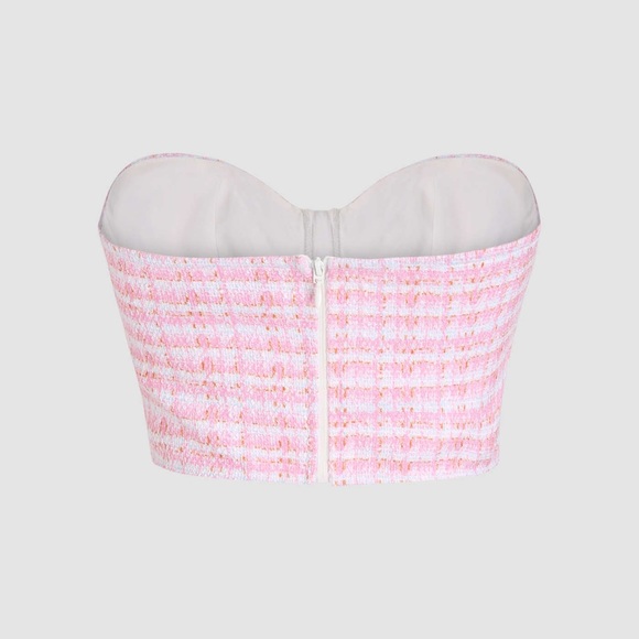 Cider Pink Lady Button Up Tube Top - Picture 3 of 5